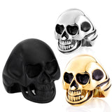 Men 316L Stanless Steel Fashion Jewelry Men's Punk Smooth Middle Knuckle Paver Black/Gold Skull Rings 