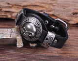 Men Bracelet Jewelry Cool Skull Wristband Bracelet for Women Punk Rock Genuine Leather Bracelets