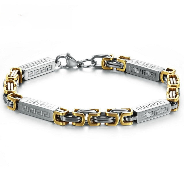 Men Jewelry Champaign Gold Plated stainless steel bracelet Men's link chain bracelet Unique Style