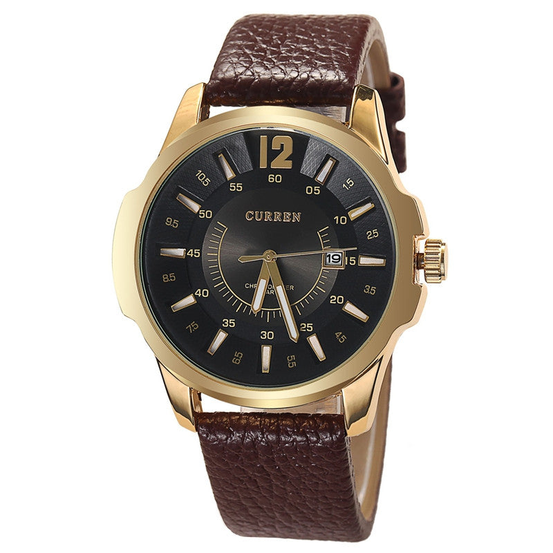 Men Sport Watches Casual Quartz Watch Leather Strap Wristwatch New Fashion Men Business Watch