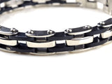 Men's Hot Silver Stainless Steel Bracelet Bangle Cuff Black Rubber Silicone Charm Jewelry For Men Gift 