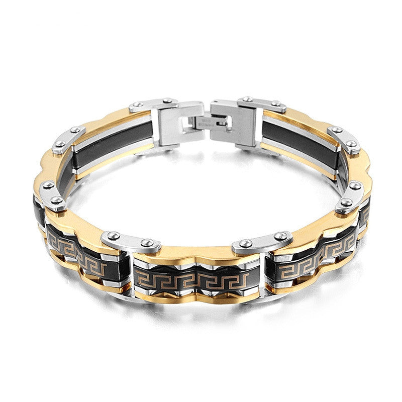 Men's bracelet fashion gold stainless steel bracelet for men Black plated bracelet fashion jewelry