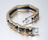 Men's bracelet 2015 fashion gold stainless steel bracelet for men Black plated bracelet fashion jewelry