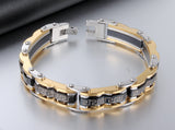 Men's bracelet 2015 fashion gold stainless steel bracelet for men Black plated bracelet fashion jewelry