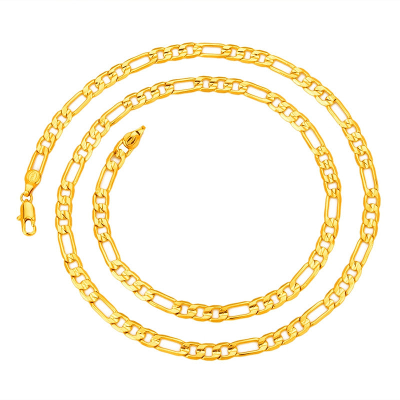 Mens 5mm*60cm 18K Real Gold Plated Italy Figaro Hip Hop Chain Necklace Jewelry