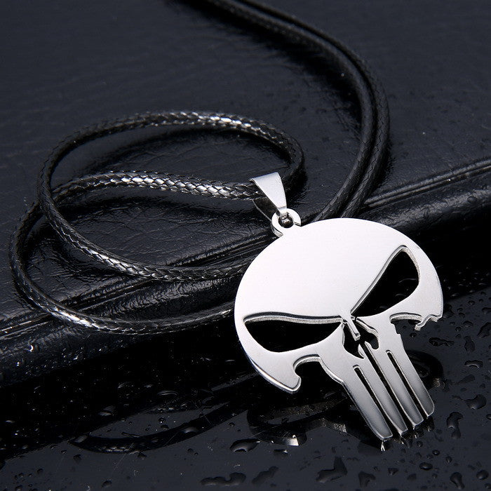 Mens Jewelry Skull Pendant 316L Stainless Steel Necklaces & Pendants Black Leather Chain Skull Pendant Silver Necklace for Women