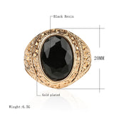 Mens Rings Black Precious Stones Real 18K Gold Ring For Men Retro Texture Engraving Modelling Is Simple And Generous 