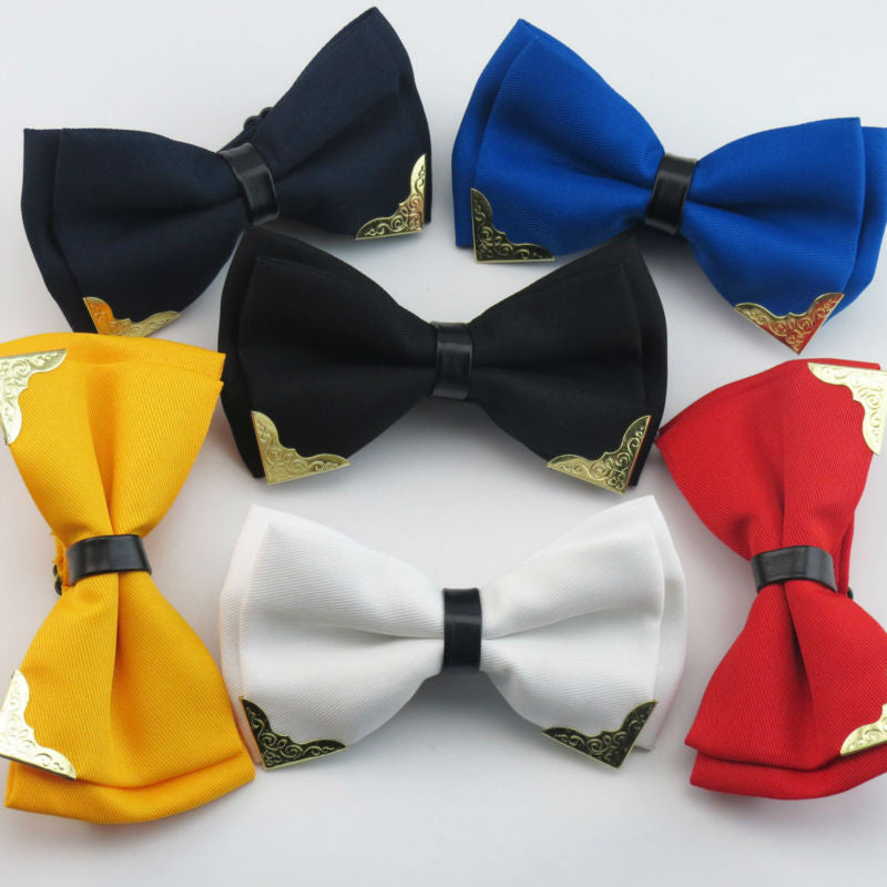 Metal Head Solid Bowtie Black White Classic Bow Ties For Men Wedding Shirt Dress Accessories Christmas Gifts gravata cravate