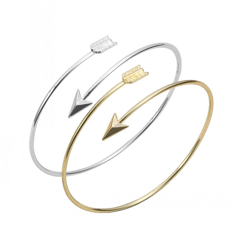 Gold and silver Adjustable Arrow Bangle Bracelets Wire bracelet bangles Simple Wrapped bangles women bangles