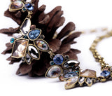 Mixed Color Crystal Pendants Women Statement Necklace Fashion Jewelry 