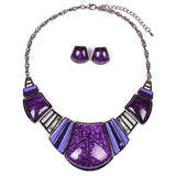 Moon Red Jewelry Sets Purple Enamel Jewelry Fashion Jewelry Set Blue Geometric Vintage Necklace And Earring