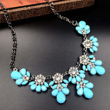 Moon Yellow Shourouk Flower Crystal Drop Shorts Chains Collar Choker Statement Necklaces Fashion Jewelry For Women
