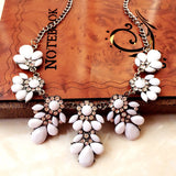 Moon Yellow Shourouk Flower Crystal Drop Shorts Chains Collar Choker Statement Necklaces Fashion Jewelry For Women