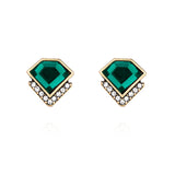 Ms Fashion Classic Emerald Geometric Crystal Stud Earrings
