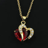 Multi-Color Heart Jewelry For Women 18K Gold Plated CZ Pendant Necklace With Chain Necklaces & Pendants 