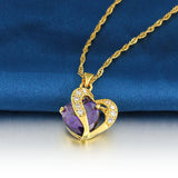 Multi-Color Heart Jewelry For Women 18K Gold Plated CZ Pendant Necklace With Chain Necklaces & Pendants 