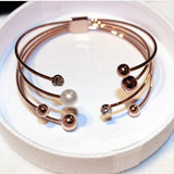 Multi-layer Rose Gold Plated Cuff Bracelets For Women Bangle Open Design Classic Fashion Jewelry wholesale Cute Gift