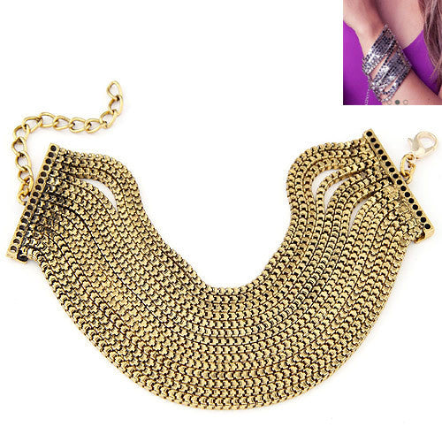 Fashion Gold/Silver Bracelets for Women Men Jewelry Alloy Wide Multi layer Chain Bracelets & Bangles Charm Pulseras Bijoux Femme