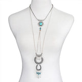 Multi Chain Bead Pendant Necklace Fashion Blue Rhine Stone Beautiful Colar Pendentif Collier Fashion for Women
