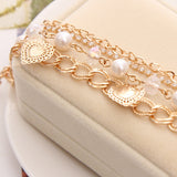 Multilayer 18K Gold Plated Fashion Bracelets For Women Austrian Crystal Pierced Heart Charm Bracelets Bangles Luxury Jewlery