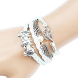 Multilayer Braided Men Bracelets Vintage Owl Dragon Infinity Charms Multicolor Woven Leather Bracelets Bangles Jewelry 