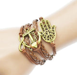 Multilayer Braided Men Bracelets Vintage Owl Dragon Infinity Charms Multicolor Woven Leather Bracelets Bangles Jewelry 