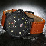 NAVIFORCE Luxury Brand Leather Strap Analog Men's Quartz Hour Date Clock Fashion Casual Sports Watches Men Military Wrist Watch