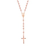 NEW Catholic Virgen de Guadalupe Rose Gold Plated Rosary Necklace 6mm*6mm Beads Crucifix Cross Pendant