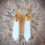 Lapis lazuli Turquoise Amethyst Rose Quartz Black Onyx Opal Hexagon Faceted Hook Dangle Gold Plated Earrings 1Pair