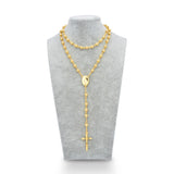 NEW Men 18K Gold Plated Catholic Virgin Mary de Guadalupe 6mm Beads Rosary Chain Necklace Jewelry