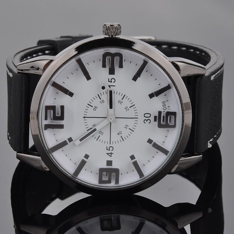 New Men Watch Quartz Watch with Rubber Strap Band Wrist Watch Men Gift