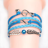 NEW Multilayer Braided Bracelets , Vintage Owl Dragon Wings Infinity Charm Bracelet, Multicolor Women Leather Bracelet & Bangle
