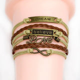 NEW Multilayer Braided Bracelets , Vintage Owl Dragon Wings Infinity Charm Bracelet, Multicolor Women Leather Bracelet & Bangle