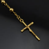 NEW catholic cross pendant Goddess 18k gold plated Trendy long rosary necklace CR027 for mens&women 6mm beads fashion