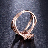 Delicate Flower Finger Ring Rose Gold And White Gold Plated Paved Tiny Zirconia Diamond Jewelry For Christmas Gifts