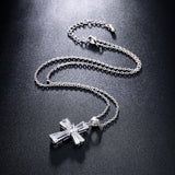 Elegant Cubic Zircon Cross Necklaces Pendants White Gold Plated Cross Christian Jesus Jewelry For Women Accessories