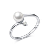 Fashion Rose Gold Plated 1Pcs Simulated Pearl And 1pcs Tiny Rhinestones Accent Bypass Rings For Women Christmas Gifts