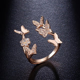  Lovely Ladies Butterfly Ring Rose Gold Plated Open Rings For Women With Top Quality Cubic Zirconia Stone Jewelry Gifts