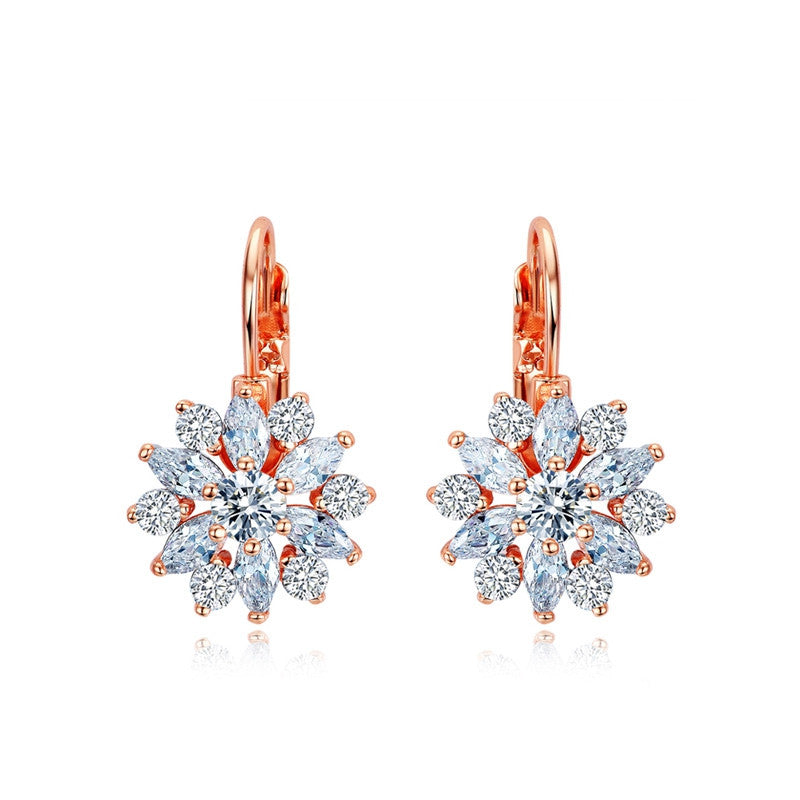 Luxury Ear Cuff Earrings For Women 6pcs Round And Marquise CZ Formed Brilliant Flower Stud Earrings Women Jewelry Gift