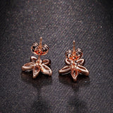 Rose Gold Plated Earrings Delicate 5pcs CZ Flower Stud Earrings Fashion Jewelry Valentine's Day Gifts