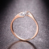 Rose Gold Plated Fashion Design Twin Zirconia CZ Engagement Wedding Band Ring For Woman And White Gold Plated Gifts