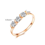 Rose Gold Plated Rings For Women 0.25ct 3 Pieces CZ Diamond Jewelry Tension Setting Gift