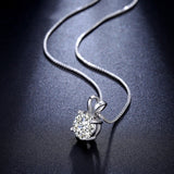 Round Necklace 2ct Top AAA CZ Diamond Collares 4 Prongs White Gold Plated Wedding Jewelry Classic Hearts And Arrows Gift