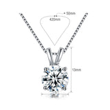 Round Necklace 2ct Top AAA CZ Diamond Collares 4 Prongs White Gold Plated Wedding Jewelry Classic Hearts And Arrows Gift