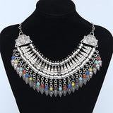 NEW Maxi Bohemian Necklace Turquoise Beads Gypsy Ethnic Vintage Choker Collares Necklaces & Pendants Collier Necklace Women
