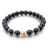 Natural Stone Bead Buddha Bracelets for Women Men Silver Turquoise Black Lava Love Jewelry With Stones Femme Pulseras Mujer