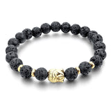 Natural Stone Bead Buddha Bracelets for Women Men Silver Turquoise Black Lava Love Jewelry With Stones Femme Pulseras Mujer