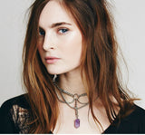 Natural amethyst pendant necklace choker neck fashion jewelry for women