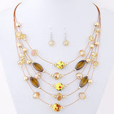 Necklace and Earrings Fashion Jewelry Sets Bohemian Crystal Beads Multilayer Jewelry Set for Women Wedding bijoux