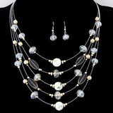 Necklace and Earrings Fashion Jewelry Sets Bohemian Crystal Beads Multilayer Jewelry Set for Women Wedding bijoux